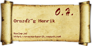Ország Henrik névjegykártya